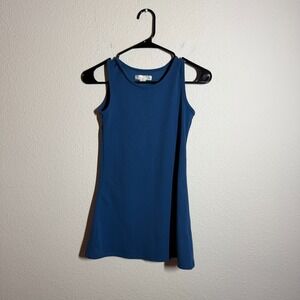 KnitWorks Tank Top Girls 8 Navy Blue Sleeveless Stretch Round Neck Pullover